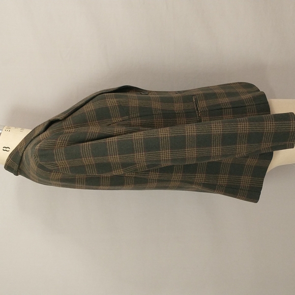 USA Made Wool Plaid Blazer Quality Classic Olive w Tan Tailored Sporting sz12 - Picture 4 of 12